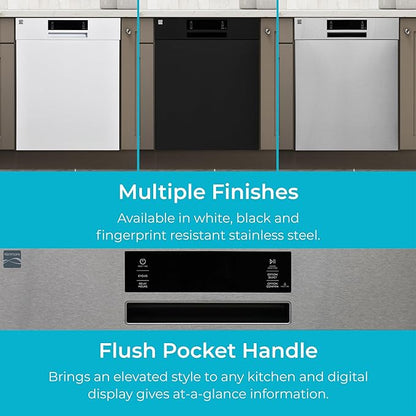 Kenmore 24" Built-in Stainless Steel Tub Dishwasher EasyFlex 3rd, SmartWash, UltraWash Plus, TurboDry, and MoreSpace Adjustable Rack, Energy Star Certified, White