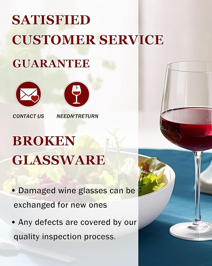 JBHO Set of 4-21 Ounce Hand Blown Italian Style Crystal Burgundy Wine Glasses - Lead-Free Premium Crystal Clear Glass - Gift-Box for any Occasion
