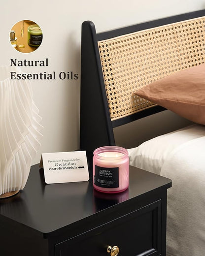 M&SENSE Cherry Blossom Scented Spring Candle, 70 Hours Long Lasting Soy Wax 11.6oz Stress Relief Aromatherapy Candles, Romantic Gifts for Women, Glass Jar for Bedroom Decor