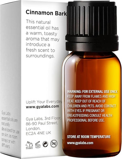Gya Labs Cinnamon Essential Oil for Diffuser - 0.34 Fl Oz - 100% Pure Natural Cinnamon Bark Essential Oil for Skin, Hair, Lips Body & Candle Making Scent