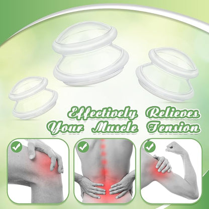 TrelaCo 6 Pcs Cupping Kit for Massage Therapy 3 Sizes Silicone Cupping Set Chinese Massage Therapy for Studio Household Cellulite Joint Pain Muscle Pain(Clear)