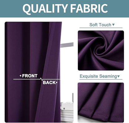 ChrisDowa Blackout Curtains 120 Inches Long 2 Panels Set for Living Room, Grommet Thermal Insulated Room Darkening Curtains for Bedroom (Royal Purple, 52 x 120 Inch)