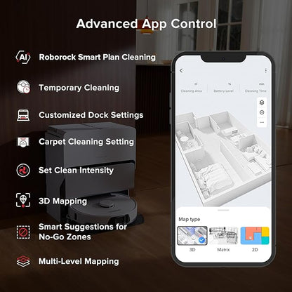 roborock S8 Max Ultra Robot Vacuum and Mop, All-in-One Dock, PreciSense LiDAR Navigation, Smart Dirt Detection, Self-Emptying, 8000Pa Suction for Various Floors, 20mm Auto Lifting for Carpet, White