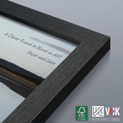 VCK 24x30 Poster Frames Set of 3, Black Solid Wood Picture Frame, Textured Exclusive Gallery Frame - Wall Hanging