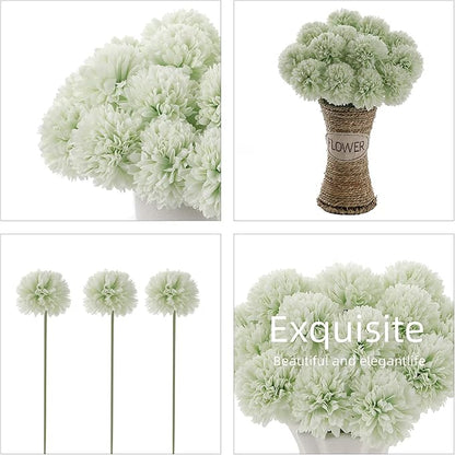 Kimura's Cabin 20Pcs Fake Chrysanthemums Artificial Silk Ball Flowers Faux mums Flower for Spring Wedding Festival Home Table Core DIY Decoration (Light Green)