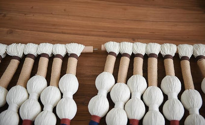 Macrame Wall Hanging Boho Wall Art Handmade Spherical Knot Design with Tassel Fringe, Boho Decor for Bedroom Living Room, for Home Decoration 27" W x 33" L