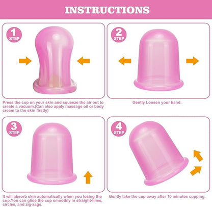 Silicone Cupping Therapy Set - Cupping Kit for Massage Therapy - Cellulite Remover Cupping Set - Anti Cellulite Cup Massager, Vacuum Suction Massage Cups for Cellulite Reduction
