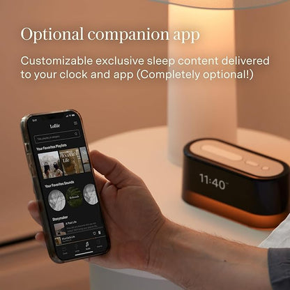 Loftie Alarm Clock with Sound Machine – Smart Alarm Clock with Light, White Noise, Bluetooth Speaker, Night Light Sound Machine, 100+ Sounds, Blackout Mode, No WiFi Mode, Optional Subscription - Peach