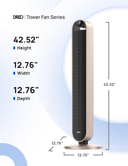 Dreo Smart Tower Fan Voice Control, 120° Oscillating Fan Works with Alexa/Google/App/Remote, 42 Inch, 25dB Quiet DC Bladeless Fan for Bedroom,12 Speeds, Floor Fan for Home, Office, Pilot Max S