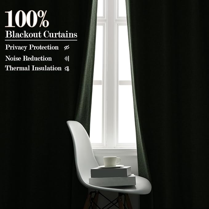 Full Blackout Privacy Curtains, 240 Inch Extra Wide Linen Blend Drapes, Pinch Pleat Window Drapery for Room Divider Storage/Space Room Separation, 1 Panel, W 240" x L 102", Fog Green