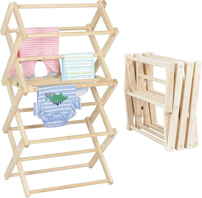 Pennsylvania Woodworks Clothes Drying Rack: Solid Maple Hard Wood Laundry Rack for Baby Clothes, Hand Towels, Delicates & More, Durable Small Folding Drying Rack, Made in USA, No Assembly Needed