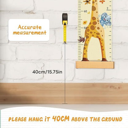 Personalized Name Growth Chart Wall Decor for Kids – Canvas Removable Height Chart Measuring Ruler 59" x 7.9" (Giraffes)