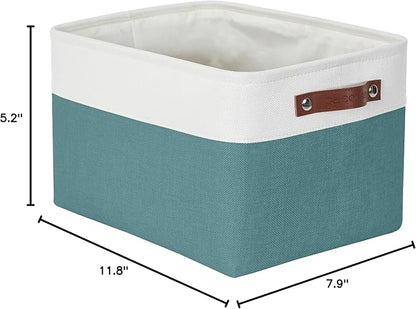 DECOMOMO Small Storage Basket, Closet Storage Bins, Baskets for Organizing Shelves (Teal & White, Small - 6 Pack)