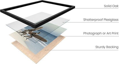 HAUS AND HUES Black Oak Wood Gallery Wall Tabletop Frames Made with Real American Oak and Shatter-free Plexiglass - Set of 11 (Eight 4x6, Three 5x7, Framed Black)