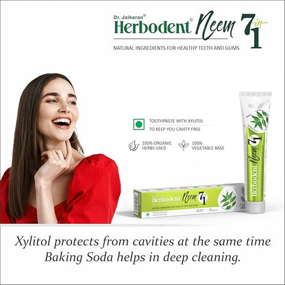 Herbodent® NEEM 7 in 1 Toothpaste-6.53Oz Pack of 2 | Organic Herbs-Neem, Black Seed & Xylitol for Anti Cavity, Cardamom & Mint for Freshness, Baking Soda for Great Cleaning-No Fluoride & No Paraben