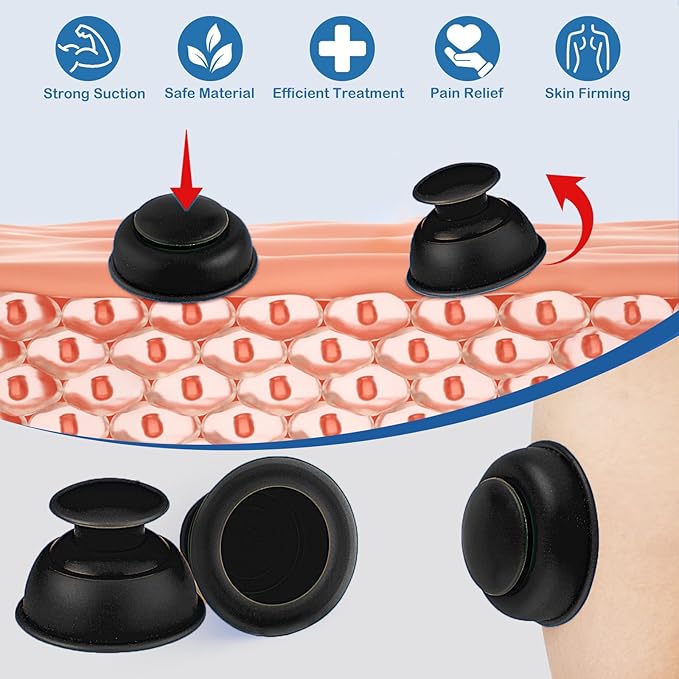 Silicone Cupping Therapy Sets 10pcs,Professional Vacuum Cupping for Myofascial Massage/Joint Pain/Anti Cellulite/Deep Muscle Relief & More(10pcs,Black+White)