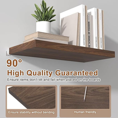 12 Inch Deep Floating Shelves for Wall 2 Pack Floating Shelves Large Storage Space Wall Mount Shelf for Living Room Kitchen Bathroom 30" W x 12" D x 1.2" H Rustic Brown