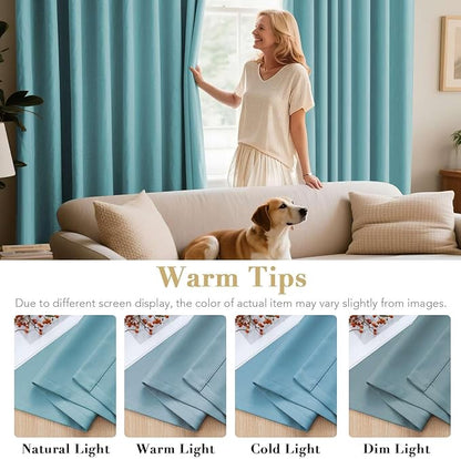 H.VERSAILTEX Blackout Aqua Curtains for Bedroom/Living Room, 52" Wide x 63" Long Each Panel,Grommet Top (Set of 2 Panels)