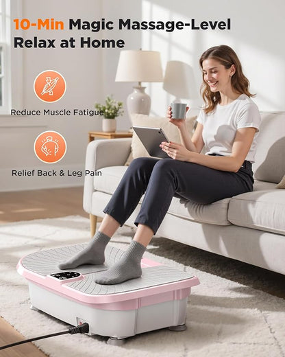 FEIERDUN Vibration Plate Exercise Machine, 400 LBS Capacity Vibration Plate for Lymphatic Drainage, Max Space for Whole-Body Workout & Relaxation at Home