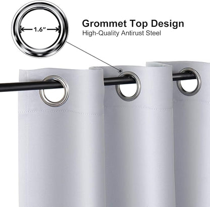 ChrisDowa Small Window Curtains 40 inches Long for Bedroom - Grommet Short Thermal Insulated Room Darkening Curtains for Kitchen (2 Panels, Greyish White, 29 x 40 Inch)