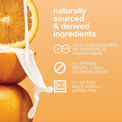 Davids Hydroxi Fluoride Free Nano Hydroxyapatite Toothpaste for Enamel Health & Whitening, Antiplaque, SLS Free, Kid Friendly Orange Vanilla Flavor, 4 oz, Made in USA