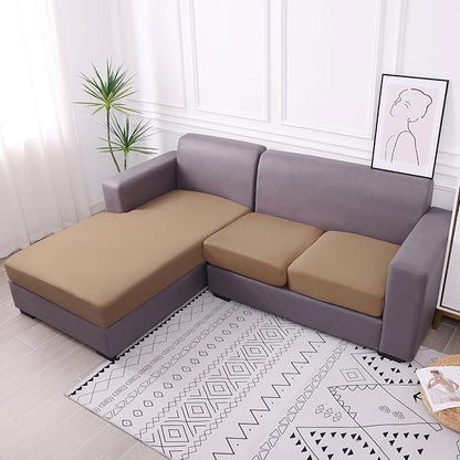 hyha Waterproof Couch Cushion Covers, Sectional Sofa Slipcovers Washable, L Shape Chaise Dog Couch Covers for Sectional Sofa, Universal Furniture Protector (1 Piece for Chaise, Camel)