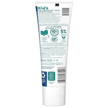Tom's of Maine Natural Kid's Fluoride Free Toothpaste, Ages 2+, Silly Strawberry, 5.1 oz. 3-Pack (back in original formula)