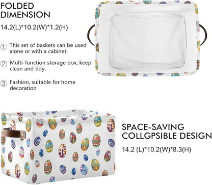 Easter Storage Basket Cube Storage Bins Organizer Bag Collapsible Closet Shelf Baskets with handle for Baby Cloth Pet Toy Book 14.2×10.2×8.3 IN