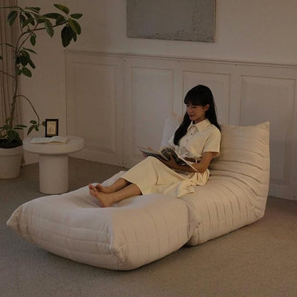Luxury Ottomans, Modern Square Foot Rest for Sofa Couch Chair, Lazy Floor Seating, Fireside Bean Bag Chair, Tatami Sofa Lounger for Living Room, Bedroom, Office, White