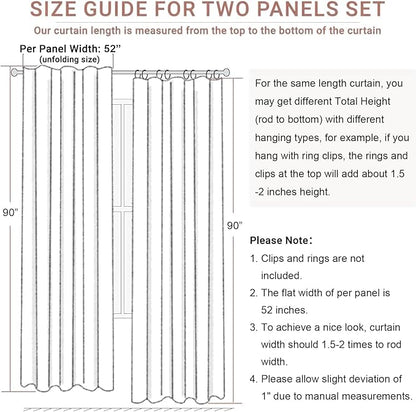 White Complete Blackout 90 Inch Curtains Boho Rustic Closet Kids Curtains 2 Panel Set Linen Cotton Large Window Energy Saving Weather Thermal Curtain Farmhouse Kitchen Boho Drapes 90 Long Floor Length