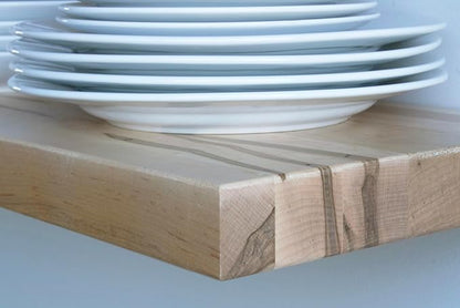 Urban Legacy Deep Floating Shelves | Wormy Maple with Furniture Grade Clear Coat | Low Profile Brackets | Set of 2 (36" x 11" x 2")