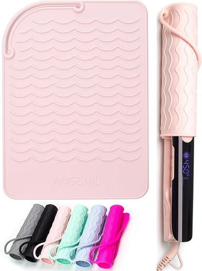 ANGENIL Flat Iron Silicone Mat and Travel Case for Hair Tools - Heat Resistant Mat, Straightener Pad, and Curling Iron Sleeve (9" x 6.5")