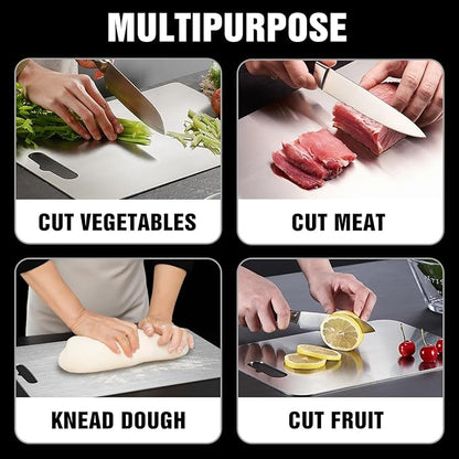Titanium Cutting Board for Kitchen - 100% Pure Titanium Cutting Boards Non Toxic - 2025 New Upgrade Double Sided Metal Chopping Boards for Meat, Vegetables, Fruits, Dishwasher Safe (14 x 10 In)