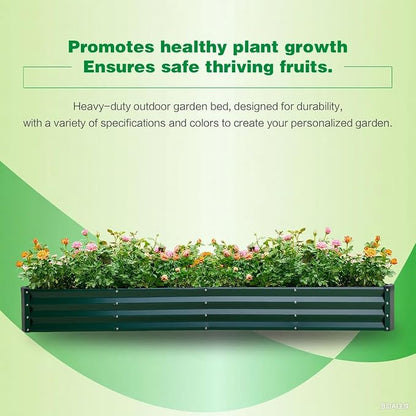 GARDMAX 8x4x1FT Galvanized Raised Garden Bed Kit, Metal Planter Boxes Outdoor with Easy Assembly, Large Garden Bed for Vegetables, Fruits, Flower, Herbs Rectangle Dark Green
