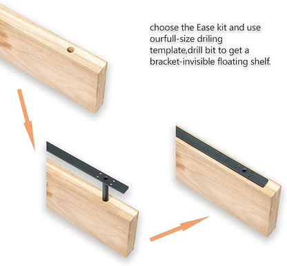 38'' Heavy-Duty Floating Shelf Bracket, Hidden Shelf Bracket for Fireplace Racks and Shelves, if Installed on Studs, max Load of 210 pounds, 38 inches (with Ease kit)