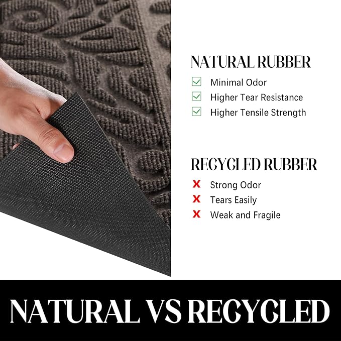 Yimobra Door Mat Indoor Outdoor Entrance, Non Slip Welcome Front Doormats, Heavy Duty Rubber Backing, Stain and Fade Resistant, Low Profile, Easy Clean Patio Garage Floor Mats, 47 x 32, Brown