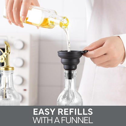 COOK WITH COLOR Glass Olive Oil Dispenser Bottle - 2 Pack, 17 oz Cruet - Elegant Carafe Decanter with Spout for Kitchen, Suitable for Vinegar, Coffee Syrups & Other Liquids
