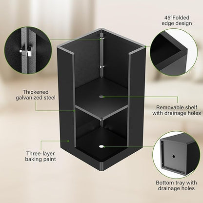 Modern Metal Planter Black – 28” Tall with Removable Insert Shelf | Heavy-Duty Outdoor & Indoor Planter Box for Patio, Porch, Garden (14x14x28in)