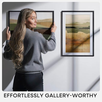 Homeforia 24x36 Black Wood Frame, High End Oak 24x36 Large Wooden Poster Frames with Mat 20x30 inch Photo, 24 x 36 Picture Frame Matted to 20 x 30, 36x24 Thin Frame, Tempered Glass, Wall Kit, Set of 1