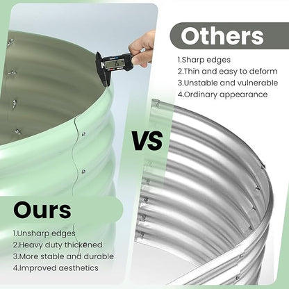 2 Pcs 6x3x2ft Oval Raised Garden Bed, Galvanized Raised Beds,Open-Ended Base Metal Raised Planter Beds,Garden Bed Outdoor,Planter Raised Boxes for Vegetables, Flowers,Tool-Free Asse,Green