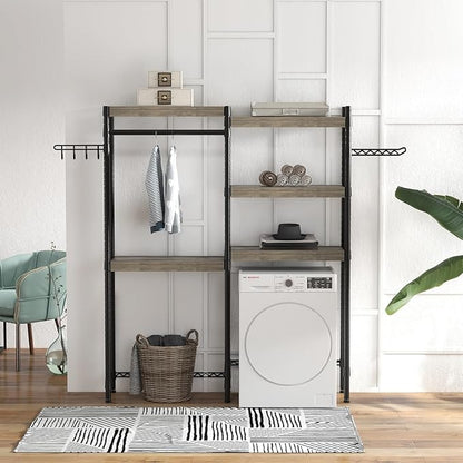 Double Row Over Washer and Dryer Storage Shelves, Laundry Room Organization and Storage, Heavy Duty Laundry Room Shelves, with Adjustable Height, 5-Tier