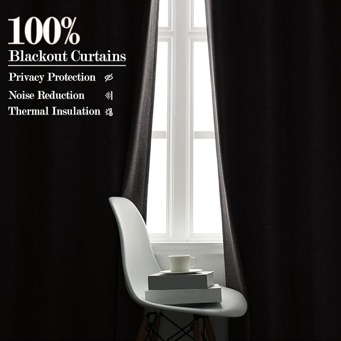 Full Blackout Privacy Curtains, 240 Inch Extra Wide Linen Blend Drapes, Pinch Pleat Window Drapery for Room Divider Storage/Space Room Separation, 1 Panel, W 240" x L 108", Browish Grey