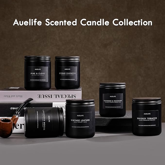 Pine & Clove Candle | Candles for Men - Masculine Candle, Soy Candles for Home Scented, Manly Scented for Home - Gifts for Men -7oz Black Jar