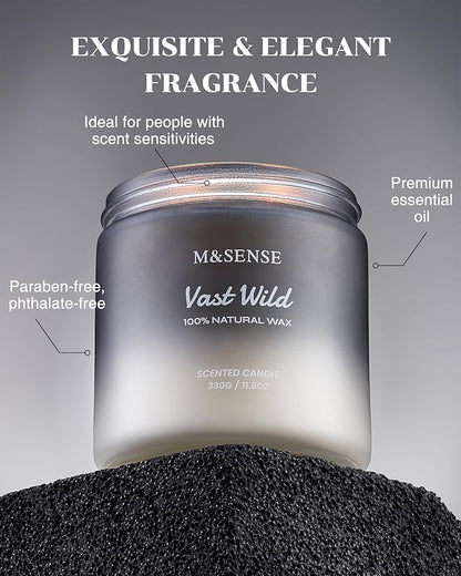M&SENSE Sage Citrus Scented Candles for Men, 2 Wick 11.6oz Slow Burn 70 Hours Large Natural Soy Wax Clean Candle, Black Candle Luxury Manly Candles Home Fragrance Holiday Candle for Him