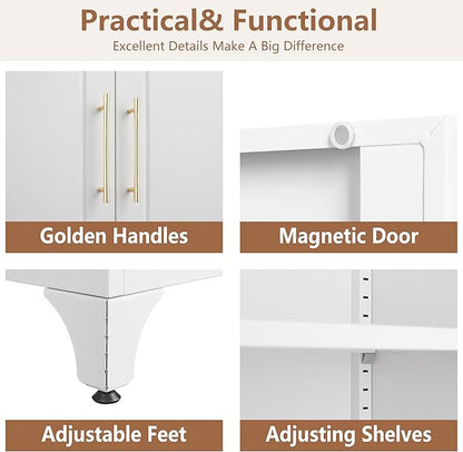 Kitchen Pantry Cabinet, 75" Tall Pantry Cabinet with Three Drawers, Freestanding Food Cupboard with Doors and Shelves, Metal Storage Cabinets for Dining, Living Room, White, Assembly Required