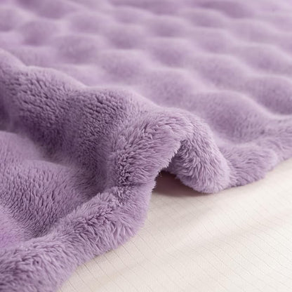 YUSOKI Luxury 3D Bubble Throw Blanket 5lb,All Ages,Home Decoration, (Lilac Purple,90 * 90inches)