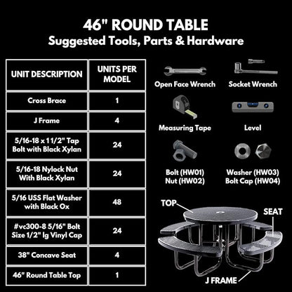 Coated Outdoor Furniture Heavy-Duty Portable Outdoor Kids Table with Umbrella Hole, Punched Steel Kids Picnic Table, Commercial-Grade, Made in America (46 In, Round, Childrens, Brown)