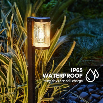 Solar Pathway Lights Outdoor, 2 Pack Upgraded Solar Outdoor Lights Super Bright Up to 12Hrs, IP65 Waterproof Solar Garden Lights Outdoor Solar Lights for Outside Yard Landscape Path Walkway