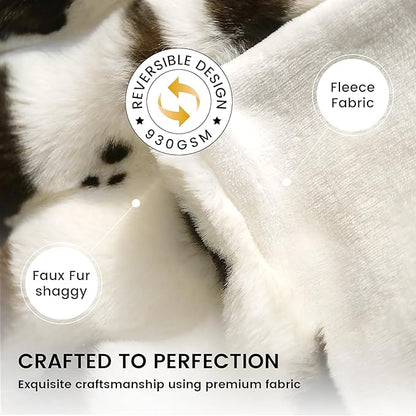 Cow Print Faux Fur Throw Blanket for Couch, Soft & Plush Fuzzy Blanket for Sofa, Bedroom, Living Room, Super Soft Warm for Adults Kids Girl Gifts Bedroom Couch Sofa Travel,60x80 Inches Black Brown