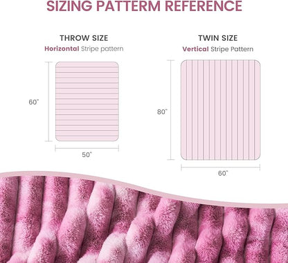 Cozy Bliss Faux Fur Throw Blanket for Couch, Cozy Warm Plush Striped Blanket for Sofa Bedroom Living Room,50 * 60 Inches Tie-dye Pink